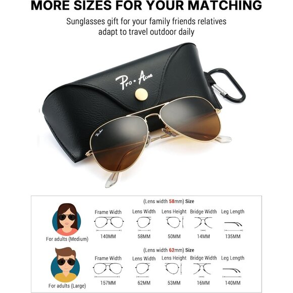 Classic Aviator Sunglasses for Women & Men Glass Lens Metal Frame UV400 Driver S - Picture 5 of 5